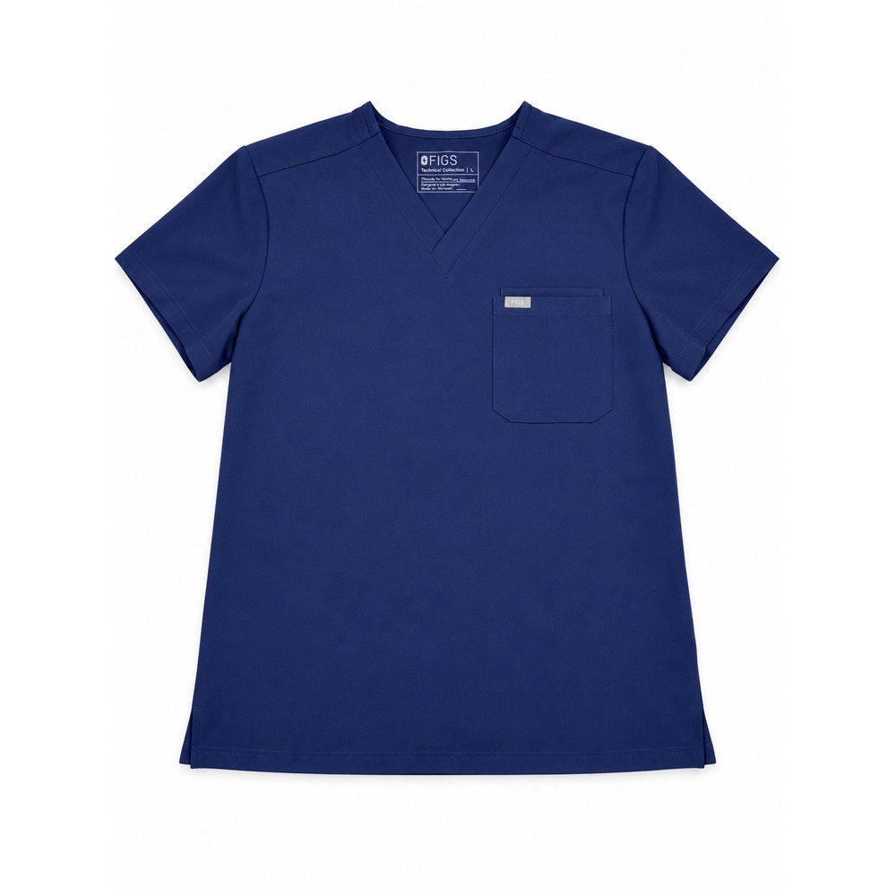 FIGS Leon Technical Collection Navy Blue V-Neck Scrub Top Mens Large FM1500
